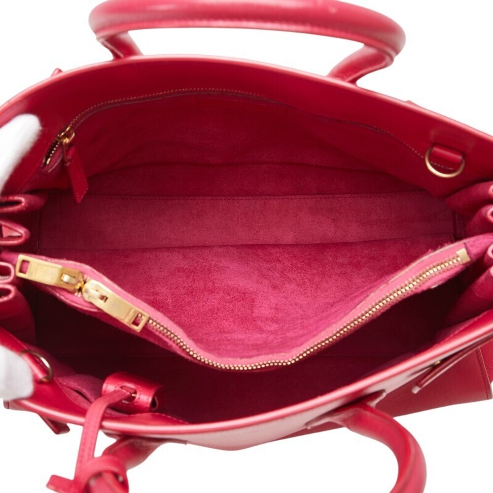 Saint Laurent Sac de Jour tote bag in pink red leather - Picture 7 of 9